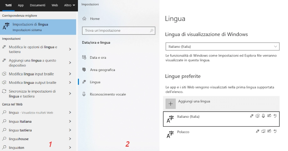 Tastiera polacca su Windows 10