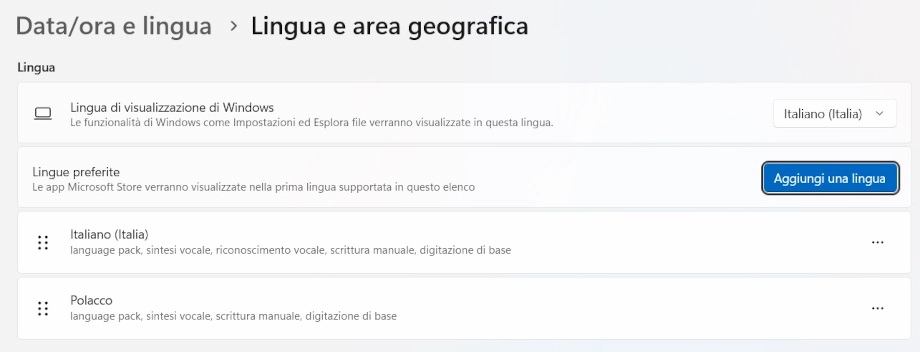 Tastiera polacca su Windows 11