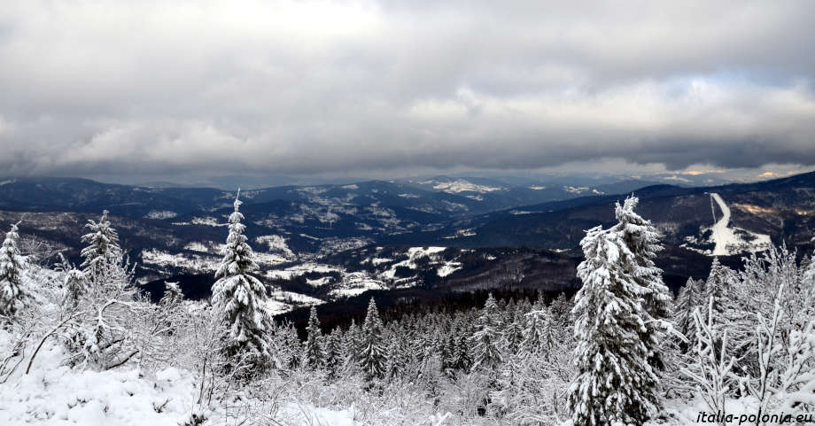 Babia Góra. Panorama invernale da Przełęcz Brona