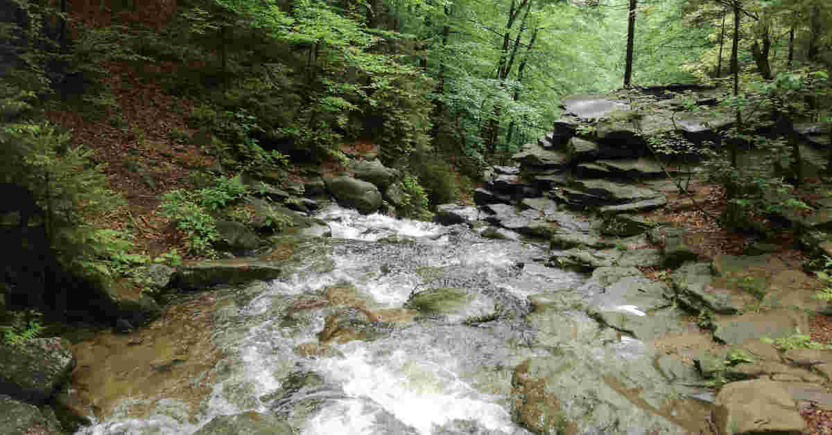 Cascata Rodła sulla pista blu verso il Barania Góra