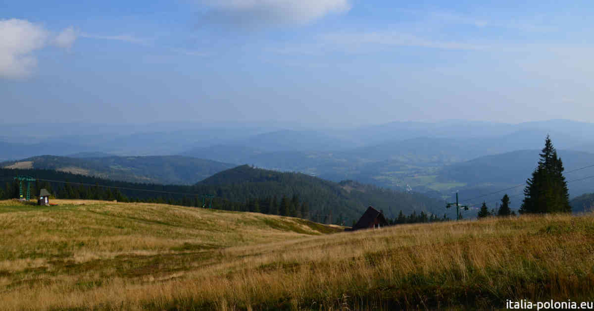 Panorama da Hala Miziowa in direzione Pilsko - Beschidi di Żywiec