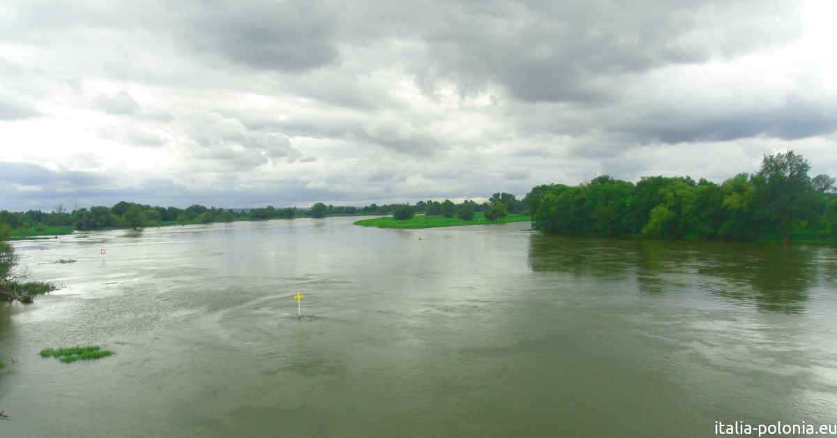 Fiume Oder a Kostrzyn nad Odrą lungo il confine polacco-tedesco