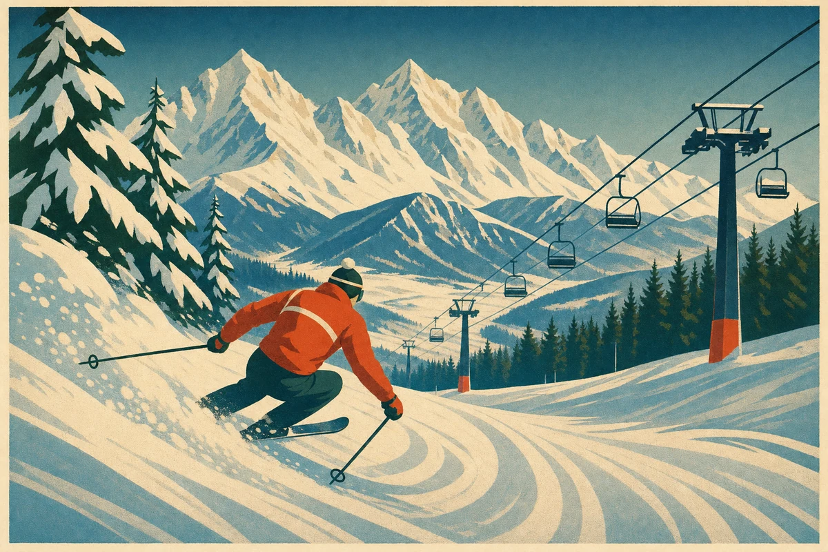 Illustrazione: sciare sui monti della Polonia