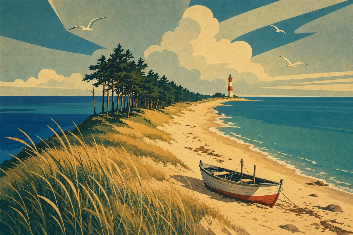 Illustrazione della penisola di Hel sul Mar Baltico